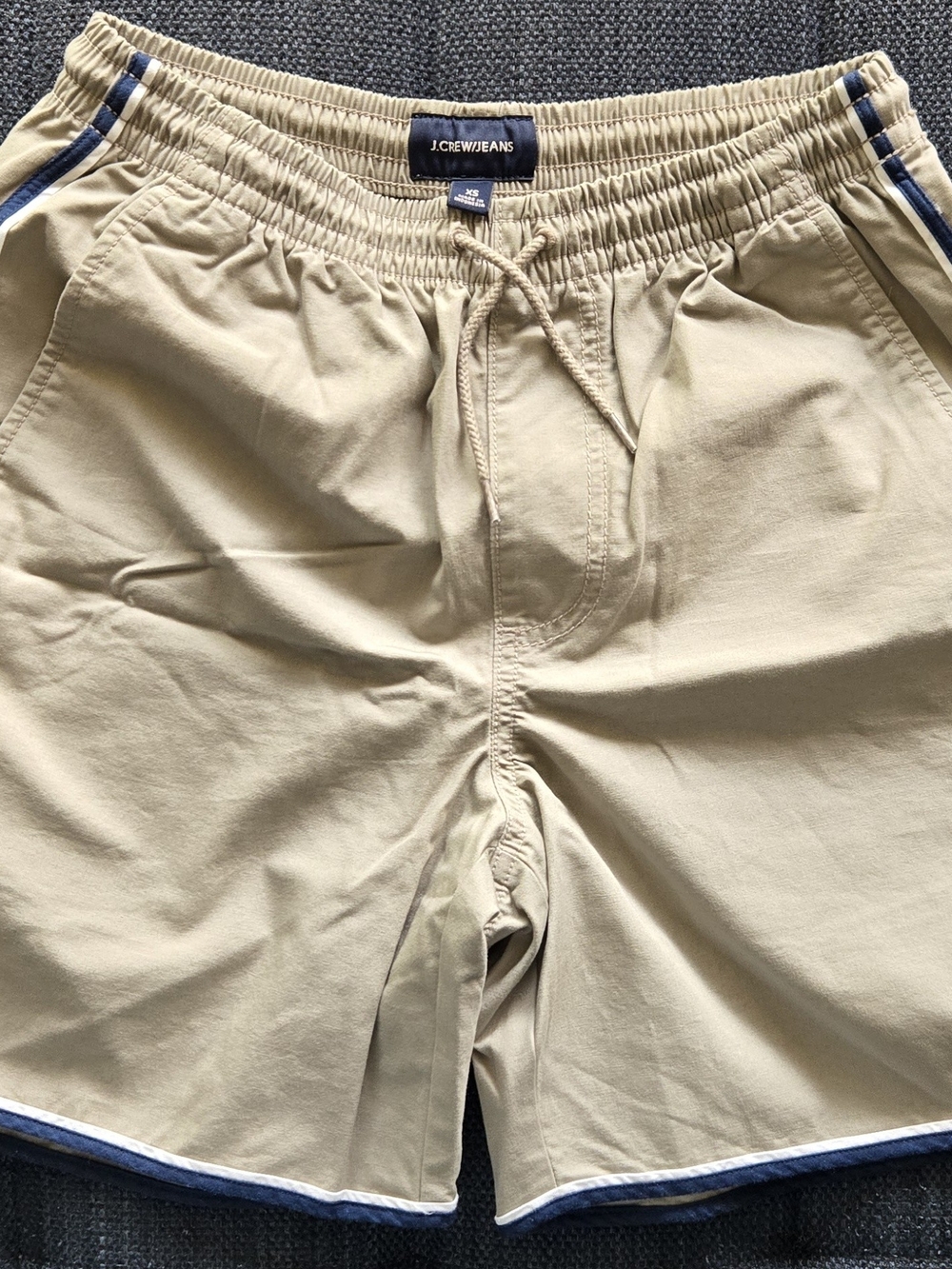 J. Crew Khaki Drawstring Waist Shorts with Navy Label